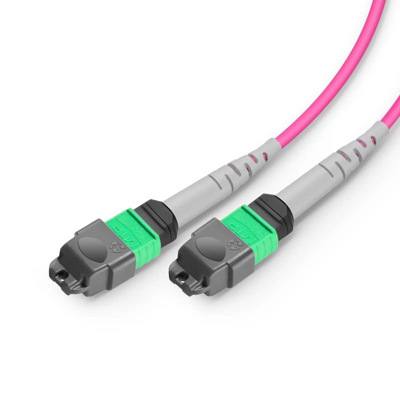 FyberOptix 2m (7ft) MMC Breakout Cable, MMC-16 APC (Female) to 2 x MTPÂ®-8 APC (Female), 16 Fibers, Multimode (OM4), Plenum (OFNP), 0.35dB Max, Jumper Polarity, Magenta