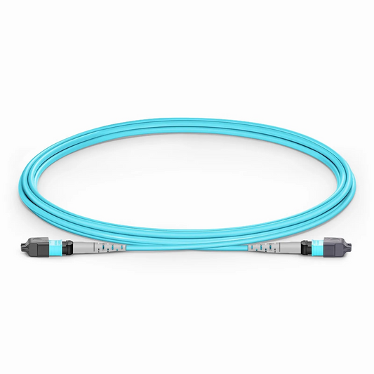 FyberOptix 2m (7ft) MTPÂ® Jumper, MTPÂ®-8 UPC (Female) to MTPÂ®-8 UPC (Female), 8 Fibers, Multimode (OM3), Plenum (OFNP), 0.35dB Max, Type B, Aqua