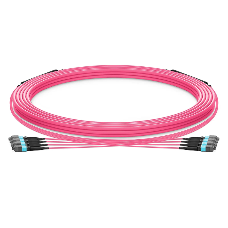 FyberOptix 30m (98ft) MTPÂ® Trunk Cable, MTPÂ®-12 UPC (Female) to MTPÂ®-12 UPC (Female), 48 Fibers, Multimode (OM4), Plenum (OFNP), 0.20dB Max, Type A, Double Jacket, Magenta