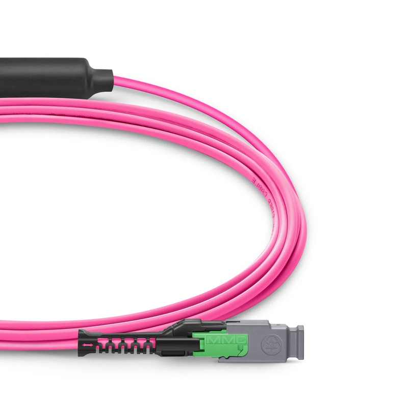 FyberOptix 2m (7ft) MMC Breakout Cable, MMC-24 APC (Female) to 3 x MTPÂ®-8 UPC (Female), 24 Fibers, Multimode (OM4), Plenum (OFNP), 0.35dB Max, Jumper Polarity, Magenta