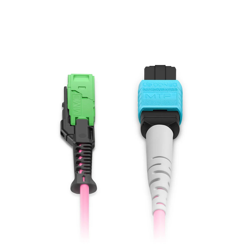 FyberOptix 1m (3ft) MMC Breakout Cable, MMC-24 APC (Female) to 3 x MTPÂ®-8 UPC (Female), 24 Fibers, Multimode (OM4), Plenum (OFNP), 0.35dB Max, Jumper Polarity, Magenta