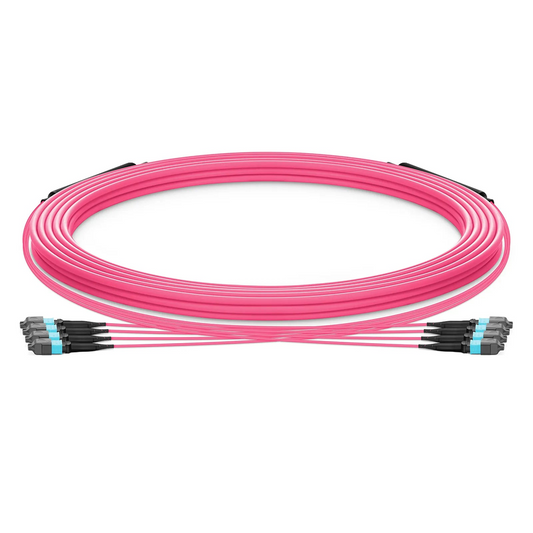 FyberOptix 30m (98ft) MTPÂ® Trunk Cable, MTPÂ®-12 UPC (Female) to MTPÂ®-12 UPC (Female), 48 Fibers, Multimode (OM4), Plenum (OFNP), 0.20dB Max, Type A, Double Jacket, Magenta
