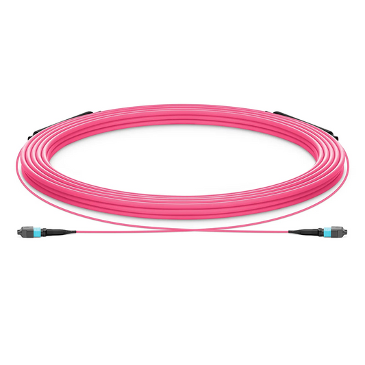 FyberOptix 30m (98ft) MTPÂ® Trunk Cable, MTPÂ®-12 UPC (Female) to MTPÂ®-12 UPC (Female), 12 Fibers, Multimode (OM4), Plenum (OFNP), 0.20dB Max, Type A, Double Jacket, Magenta