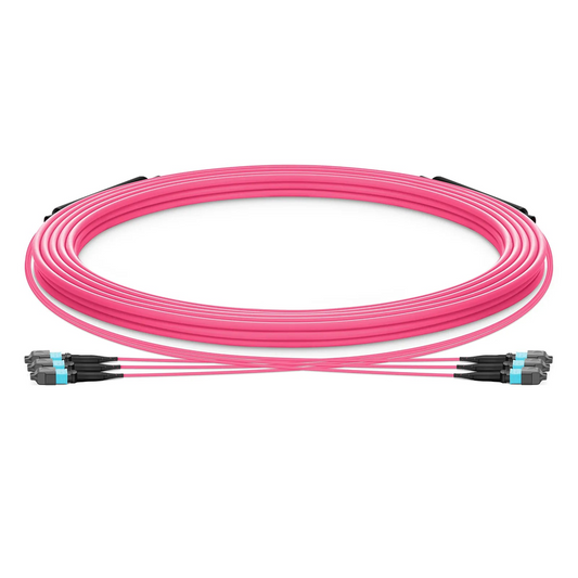 FyberOptix 30m (98ft) MTPÂ® Trunk Cable, MTPÂ®-12 UPC (Female) to MTPÂ®-12 UPC (Female), 36 Fibers, Multimode (OM4), Plenum (OFNP), 0.20dB Max, Type A, Double Jacket, Magenta