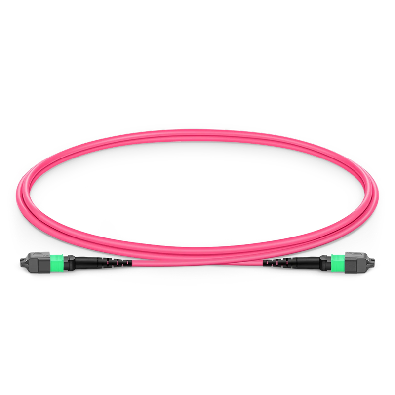 FyberOptix 1m (3ft) MTPÂ® Jumper, MTPÂ®-16 APC (Female) to MTPÂ®-16 APC (Female), 16 Fibers, Multimode (OM4), Plenum (OFNP), 0.35dB Max, Crossover, Magenta