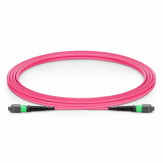 FyberOptix NVIDIA/Mellanox MFP7E10-N003 Compatible 3m (10ft) MTPÂ® Jumper, MTPÂ®-12 APC (Female) to MTPÂ®-12 APC (Female), 8 Fibers, Multimode (OM4), Dual Rated (OFNR/LSZH), 0.35dB Max, Type B, Magenta
