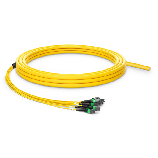 FyberOptix 30m (98ft) MTPÂ® Pigtail Trunk Cable, MTP-12Â® APC (Male) to Unterminated, 144 Fibers, Single Mode (OS2), LSZH, 0.35dB Max, Double Jacket, Yellow