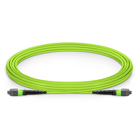 FyberOptix 5m (16ft) MTPÂ® Jumper, MTPÂ®-12 UPC (Female) to MTPÂ®-12 UPC (Female), 12 Fibers, Multimode (OM5), Plenum (OFNP), 0.35dB Max, Type B, Lime Green