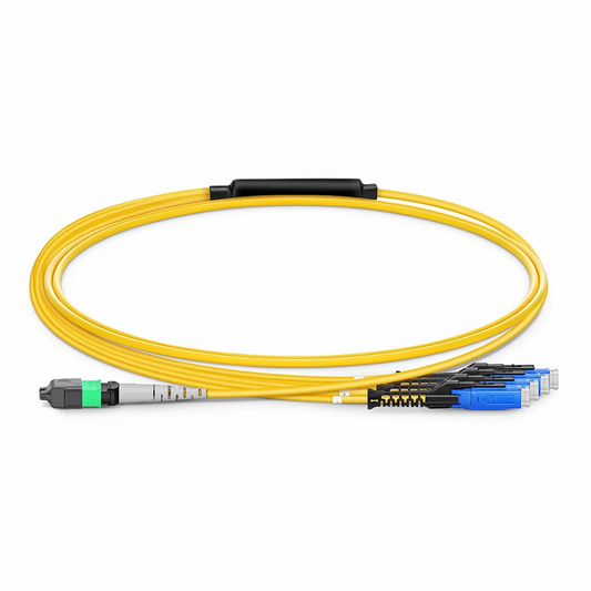FyberOptix 2m (7ft) MTPÂ® Harness, MTPÂ®-8 APC (Female) to 4 MDC UPC Duplex, 8 Fibers, Single Mode (OS2), Plenum (OFNP), 0.35dB Max, Type B, Yellow