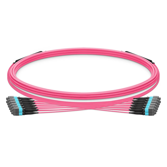 FyberOptix 5m (16ft) MTPÂ® Trunk Cable, MTPÂ®-12 UPC (Female) to MTPÂ®-12 UPC (Female), 144 Fibers, Multimode (OM4), Plenum (OFNP), 0.20dB Max, Type B, Double Jacket, Magenta