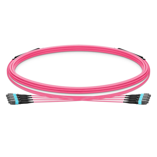 FyberOptix 5m (16ft) MTPÂ® Trunk Cable, MTPÂ®-12 UPC (Female) to MTPÂ®-12 UPC (Female), 48 Fibers, Multimode (OM4), Plenum (OFNP), 0.20dB Max, Type B, Double Jacket, Magenta
