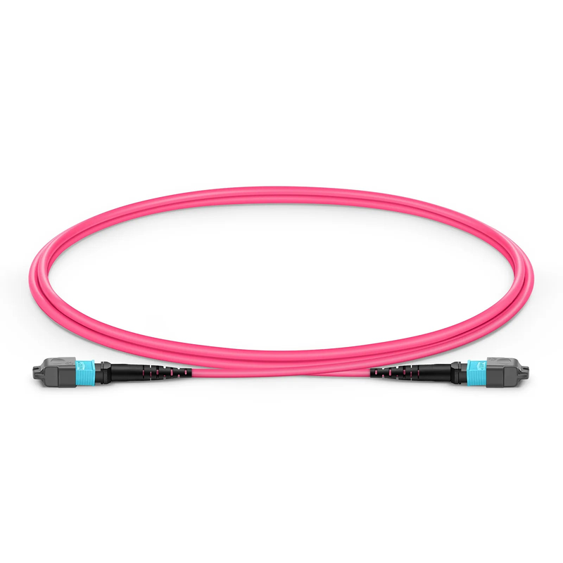 FyberOptix 1m (3ft) MTPÂ® Jumper, MTPÂ®-12 UPC (Female) to MTPÂ®-12 UPC (Male), 12 Fibers, Multimode (OM4), Plenum (OFNP), 0.35dB Max, Type A, Magenta