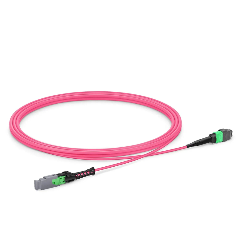 FyberOptix 2m (7ft) MMC Jumper, MMC-16 APC (Female) to MTPÂ®-16 APC (Female), 16 Fibers, Multimode (OM4), Plenum (OFNP), 0.35dB Max, Jumper Polarity, Magenta