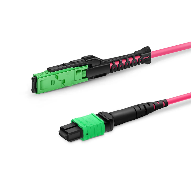 FyberOptix 3m (10ft) MMC Jumper, MMC-16 APC (Female) to MTPÂ®-16 APC (Female), 16 Fibers, Multimode (OM4), Plenum (OFNP), 0.35dB Max, Jumper Polarity, Magenta