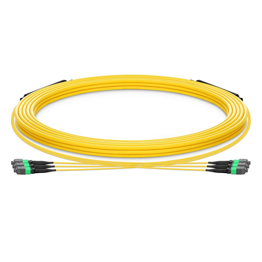 FyberOptix 30m (98ft) MTPÂ® Trunk Cable, MTPÂ®-12 APC (Male) to MTPÂ®-12 APC (Male), 36 Fibers, Single Mode (OS2), Plenum (OFNP), 0.35dB Max, Type B, Double Jacket, Yellow