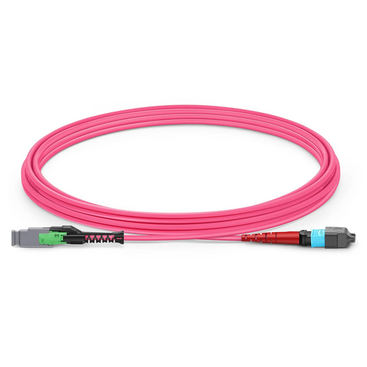 FyberOptix 3m (10ft) MMC Jumper, MMC-24 APC (Female) to MTPÂ®-24 UPC (Female), 24 Fibers, Multimode (OM4), Plenum (OFNP), 0.35dB Max, Jumper Polarity, Magenta