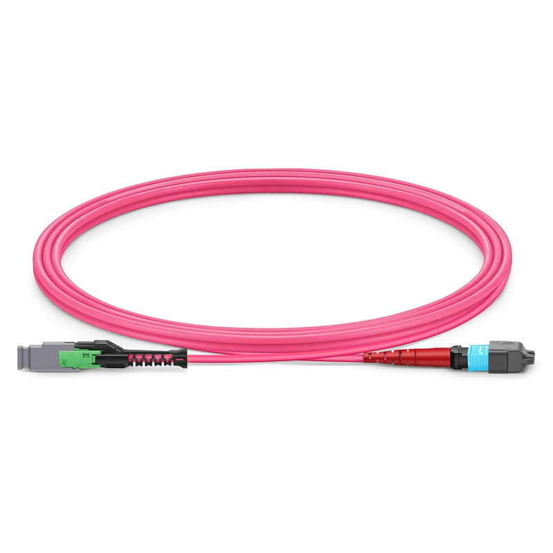 FyberOptix 2m (7ft) MMC Jumper, MMC-24 APC (Female) to MTPÂ®-24 UPC (Female), 24 Fibers, Multimode (OM4), Plenum (OFNP), 0.35dB Max, Jumper Polarity, Magenta