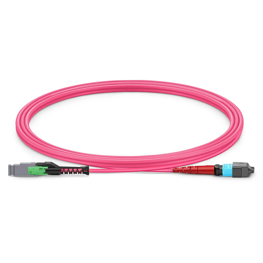 FyberOptix 2m (7ft) MMC Jumper, MMC-24 APC (Female) to MTPÂ®-24 UPC (Female), 24 Fibers, Multimode (OM4), Plenum (OFNP), 0.35dB Max, Jumper Polarity, Magenta
