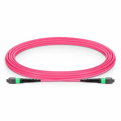 FyberOptix 5m (16ft) MTP® Jumper, MTP®-16 APC (Female) to MTP®-16 APC (Female), 16 Fibers, Multimode (OM4), Plenum (OFNP), 0.35dB Max, Crossover, Magenta