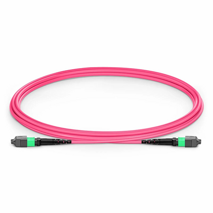 FyberOptix 2m (7ft) MTP® Jumper, MTP®-16 APC (Female) to MTP®-16 APC (Female), 16 Fibers, Multimode (OM4), Plenum (OFNP), 0.35dB Max, Crossover, Magenta