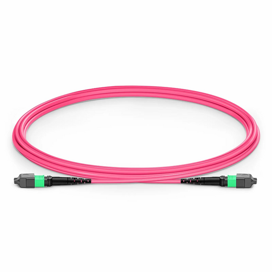 FyberOptix 2m (7ft) MTPÂ® Jumper, MTPÂ®-16 APC (Female) to MTPÂ®-16 APC (Female), 16 Fibers, Multimode (OM4), Plenum (OFNP), 0.35dB Max, Crossover, Magenta