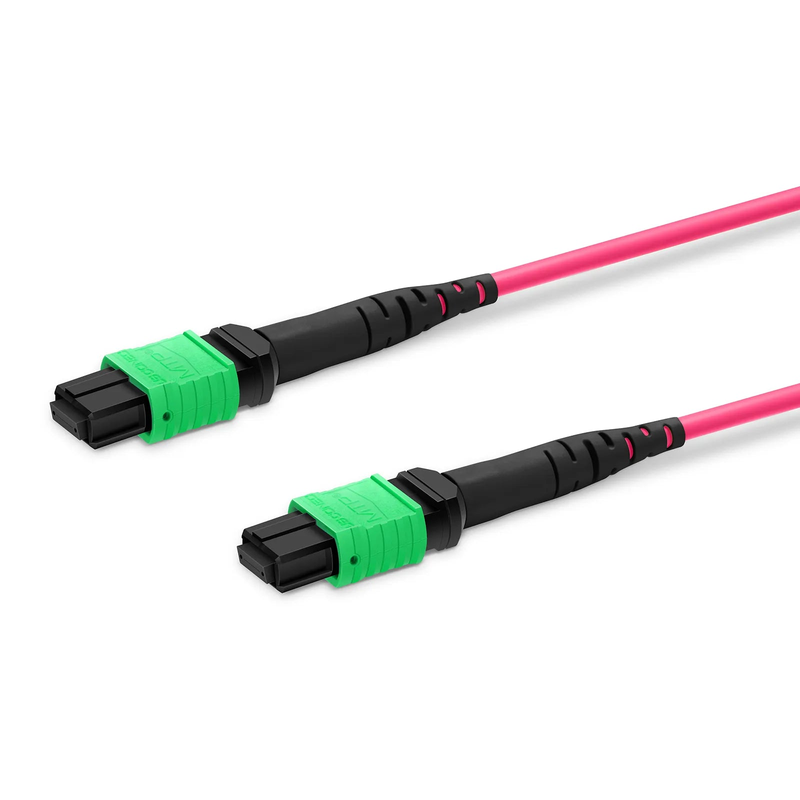 FyberOptix 2m (7ft) MTPÂ® Jumper, MTPÂ®-16 APC (Female) to MTPÂ®-16 APC (Female), 16 Fibers, Multimode (OM4), Plenum (OFNP), 0.35dB Max, Crossover, Magenta