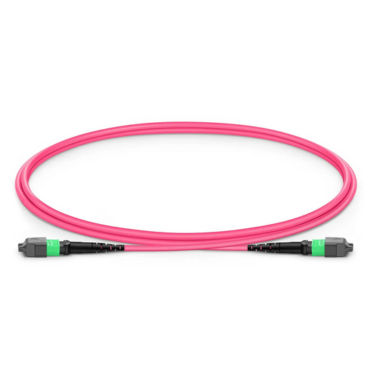 FyberOptix 1m (3ft) MTPÂ® Jumper, MTPÂ®-16 APC (Female) to MTPÂ®-16 APC (Female), 16 Fibers, Multimode (OM4), Dual Rated (OFNR/LSZH), 0.35dB Max, Crossover, Magenta