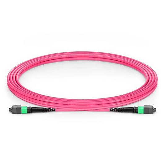 FyberOptix 3m (10ft) MTPÂ® Jumper, MTPÂ®-16 APC (Female) to MTPÂ®-16 APC (Female), 16 Fibers, Multimode (OM4), Plenum (OFNP), 0.35dB Max, Crossover, Magenta