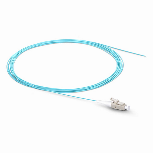 FyberOptix 1m (3ft) Fiber Pigtail, LC UPC to Unterminated, Simplex, OM3 Multimode, PVC (Unrated), 0.9mm, Aqua