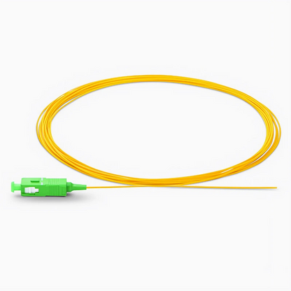 FyberOptix 1m (3ft) Fiber Pigtail, SC APC to Unterminated, Simplex, OS2 Single Mode, PVC (Unrated), 0.9mm, Yellow