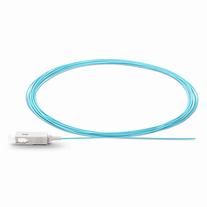 FyberOptix 1m (3ft) Fiber Pigtail, SC UPC to Unterminated, Simplex, OM3 Multimode, PVC (Unrated), 0.9mm, Aqua