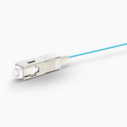 FyberOptix 1m (3ft) Fiber Pigtail, SC UPC to Unterminated, Simplex, OM3 Multimode, PVC (Unrated), 0.9mm, Aqua