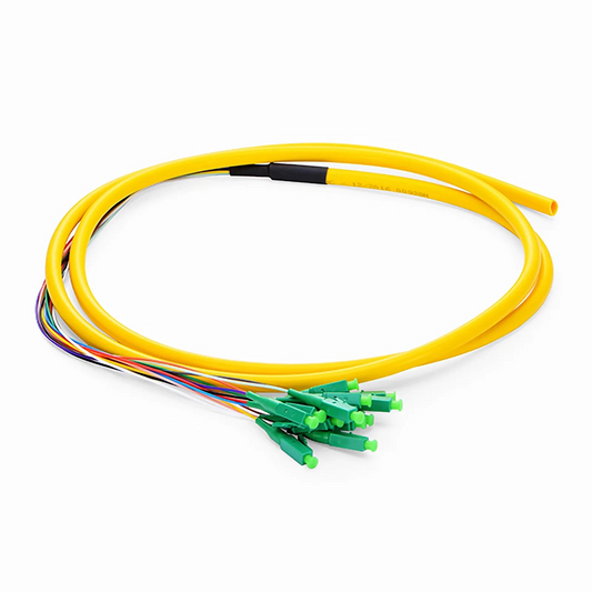 FyberOptix 1.5m (5ft) Fiber Pigtail, LC APC to Unterminated, 12 Fibers, Bunch, OS2 Single Mode, PVC (Unrated), 0.9mm, Yellow