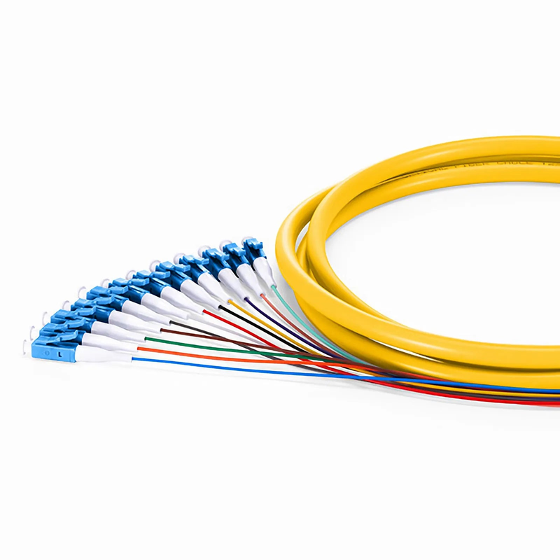 FyberOptix 1.5m (5ft) Fiber Pigtail, LC UPC to Unterminated, 12 Fibers, Bunch, OS2 Single Mode, PVC (Unrated), 0.9mm, Yellow