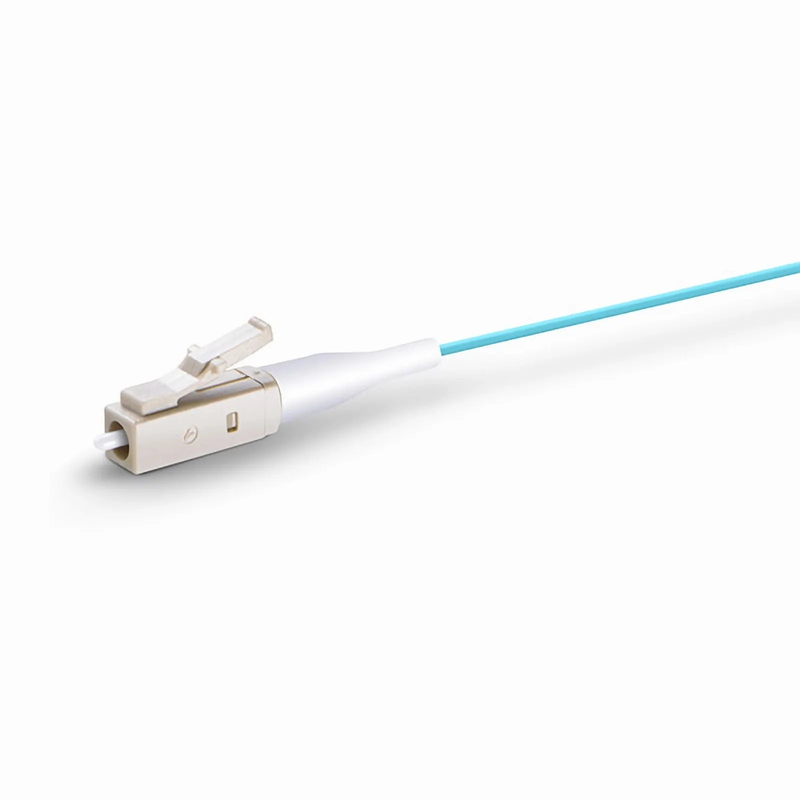 FyberOptix 1m (3ft) Fiber Pigtail, LC UPC to Unterminated, Simplex, OM3 Multimode, PVC (Unrated), 0.9mm, Aqua