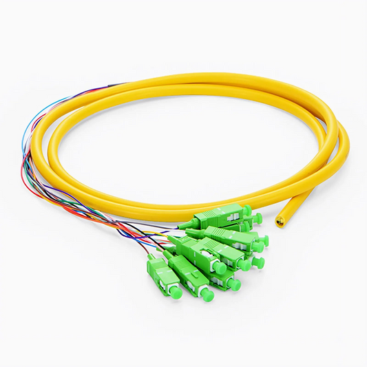 FyberOptix 1.5m (5ft) Fiber Pigtail, SC APC to Unterminated, 12 Fibers, Bunch, OS2 Single Mode, PVC (Unrated), 0.9mm, Yellow