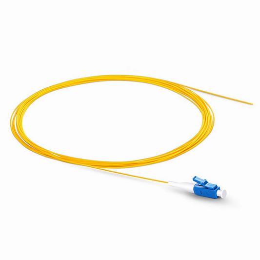 FyberOptix 1m (3ft) Fiber Pigtail, LC UPC to Unterminated, Simplex, OS2 Single Mode, PVC (Unrated), 0.9mm, Yellow