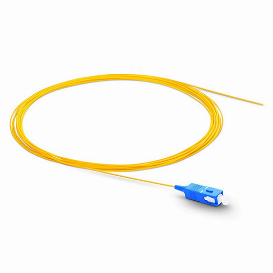 FyberOptix 1m (3ft) Fiber Pigtail, SC UPC to Unterminated, Simplex, OS2 Single Mode, PVC (Unrated), 0.9mm, Yellow