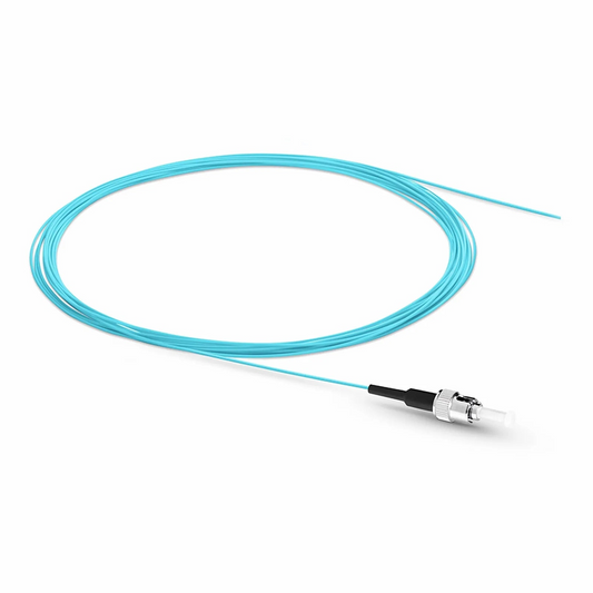 FyberOptix 2m (7ft) Fiber Pigtail, ST UPC to Unterminated, Simplex, OM3 Multimode, PVC (Unrated), 0.9mm, Aqua