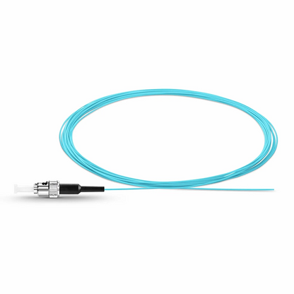 FyberOptix 2m (7ft) Fiber Pigtail, ST UPC to Unterminated, Simplex, OM3 Multimode, PVC (Unrated), 0.9mm, Aqua