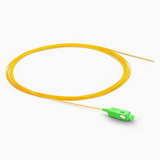 FyberOptix 1m (3ft) Fiber Pigtail, SC APC to Unterminated, Simplex, OS2 Single Mode, PVC (Unrated), 0.9mm, Yellow