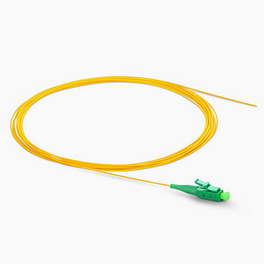 FyberOptix 1m (3ft) Fiber Pigtail, LC APC to Unterminated, Simplex, OS2 Single Mode, PVC (Unrated), 0.9mm, Yellow