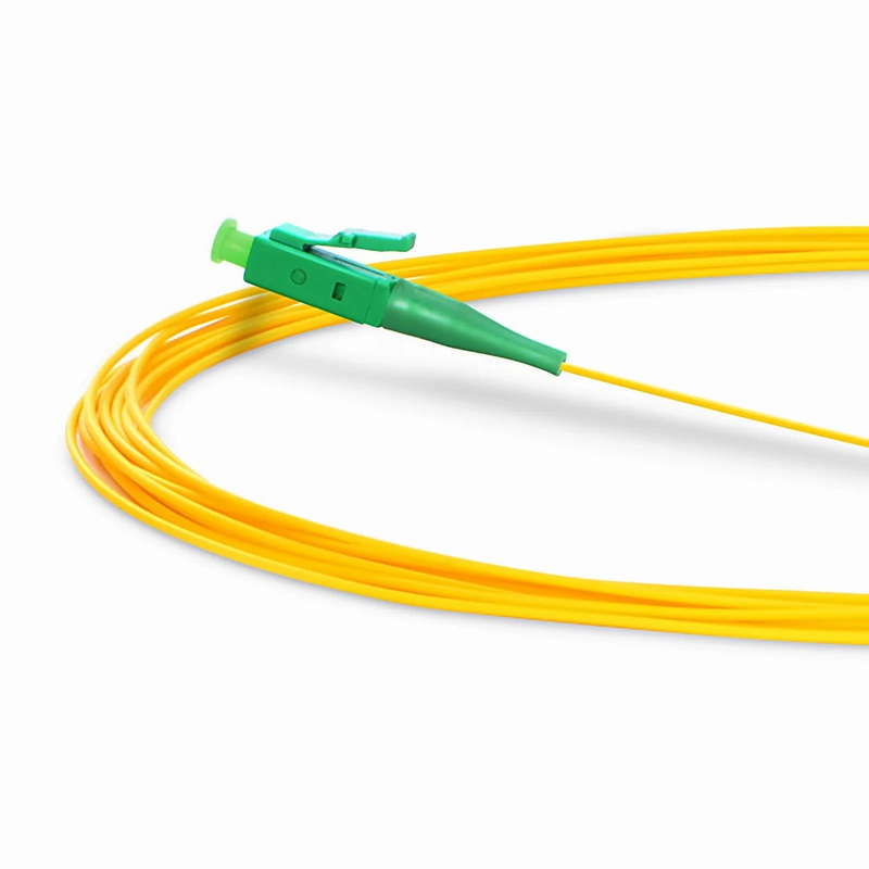 FyberOptix 1m (3ft) Fiber Pigtail, LC APC to Unterminated, Simplex, OS2 Single Mode, PVC (Unrated), 0.9mm, Yellow