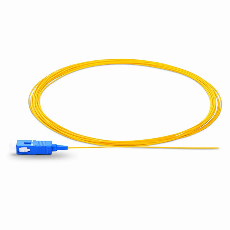 FyberOptix 2m (7ft) Fiber Pigtail, SC UPC to Unterminated, Simplex, OS2 Single Mode, PVC (Unrated), 0.9mm, Yellow