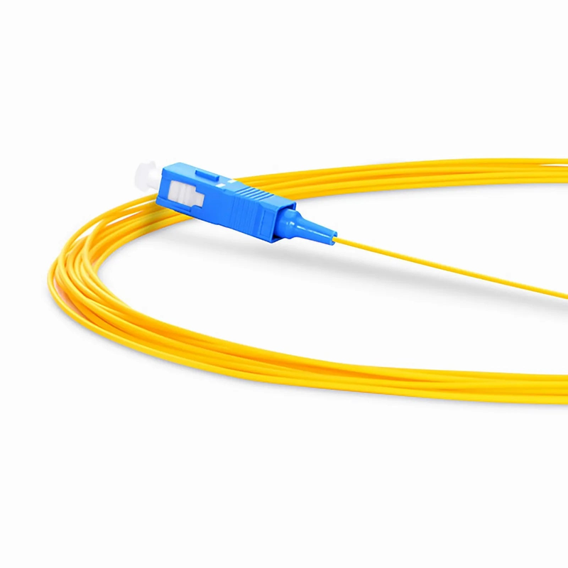 FyberOptix 2m (7ft) Fiber Pigtail, SC UPC to Unterminated, Simplex, OS2 Single Mode, PVC (Unrated), 0.9mm, Yellow