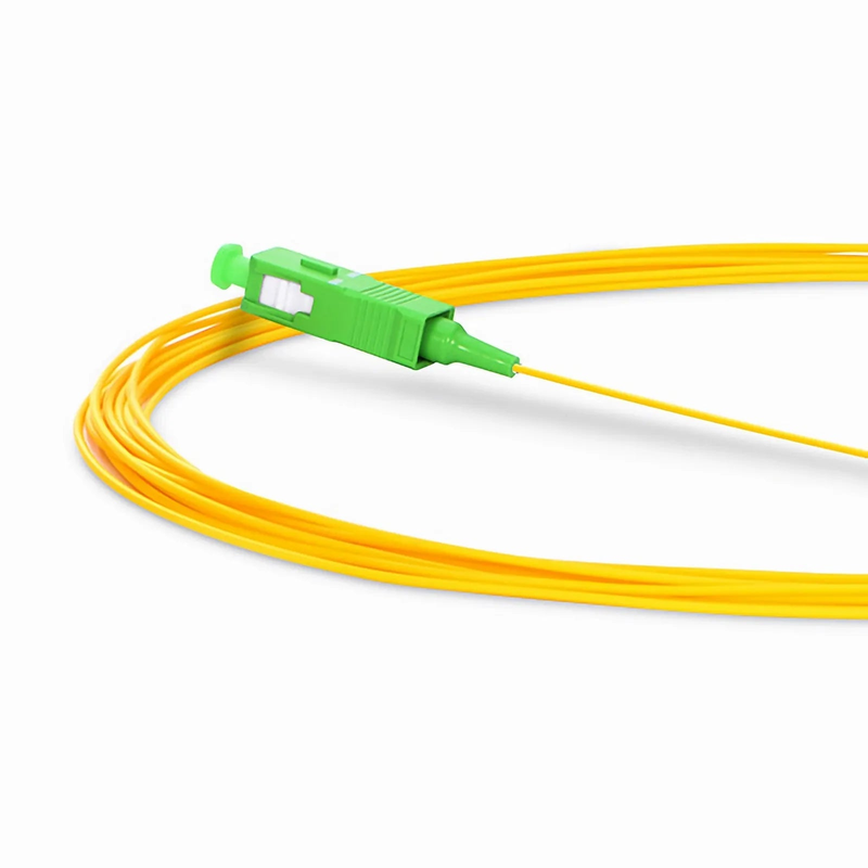 FyberOptix 3m (10ft) Fiber Pigtail, SC APC to Unterminated, Simplex, OS2 Single Mode, PVC (Unrated), 0.9mm, Yellow