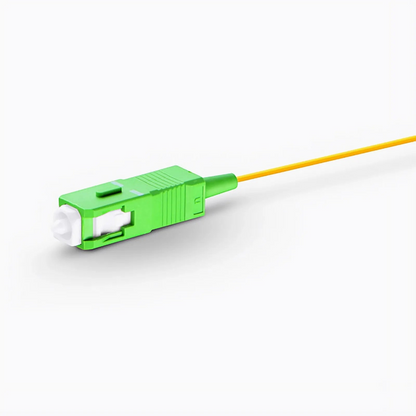 FyberOptix 3m (10ft) Fiber Pigtail, SC APC to Unterminated, Simplex, OS2 Single Mode, PVC (Unrated), 0.9mm, Yellow