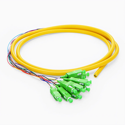 FyberOptix 1.5m (5ft) Fiber Pigtail, SC APC to Unterminated, 12 Fibers, Bunch, OS2 Single Mode, PVC (Unrated), 0.9mm, Yellow