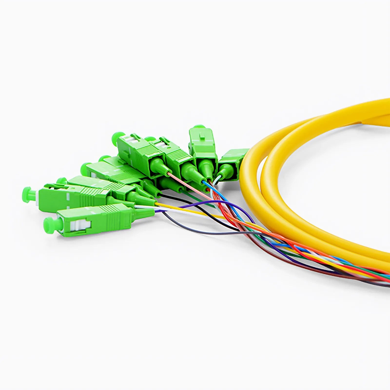 FyberOptix 1.5m (5ft) Fiber Pigtail, SC APC to Unterminated, 12 Fibers, Bunch, OS2 Single Mode, PVC (Unrated), 0.9mm, Yellow