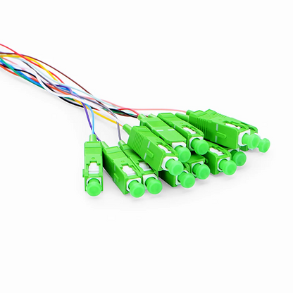 FyberOptix 1.5m (5ft) Fiber Pigtail, SC APC to Unterminated, 12 Fibers, Bunch, OS2 Single Mode, PVC (Unrated), 0.9mm, Yellow